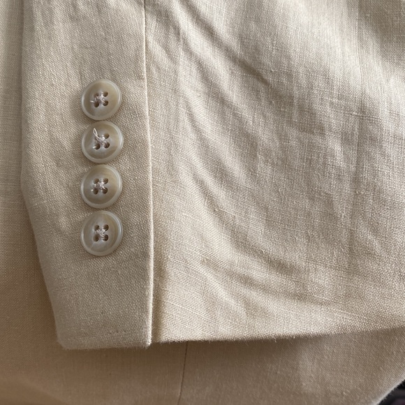 ANDREW FEZZA Men Two Button Linen Blazer Jacket 42L Dress Blazer Tan Beige Cream - Picture 9 of 16